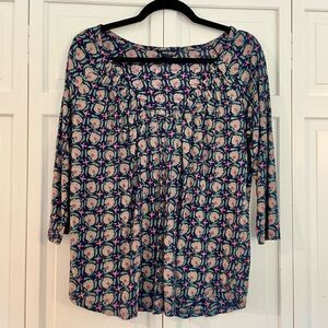 Lucky brand floral printed vneck top size small
